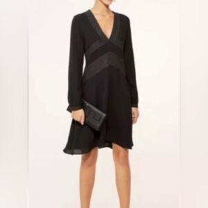 Tory Burch 100% silk Black Varenne Long Sleeve Dress